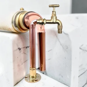 Vintage Style Solid Copper And Brass Basin Tap - Compact Rustic Faucet For Bathroom, Camper Van, And Utility Sink