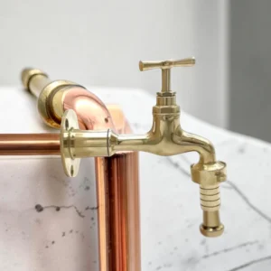 Crafted Vintage Brass Wall-Mounted Faucet ?C Rustic Industrial Style Tap For Kitchen And Bathroom