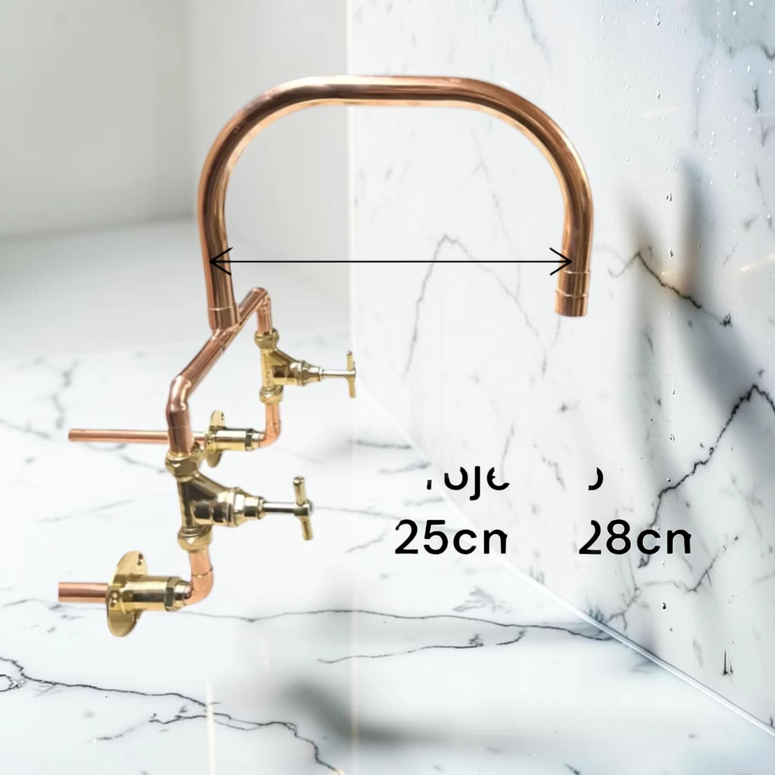 Crafted Solid Copper And Brass Wall-Mounted Kitchen Mixer Tap - Custom-Fit For Belfast Sinks - 16cm, 25cm - most popular option - Image 2
