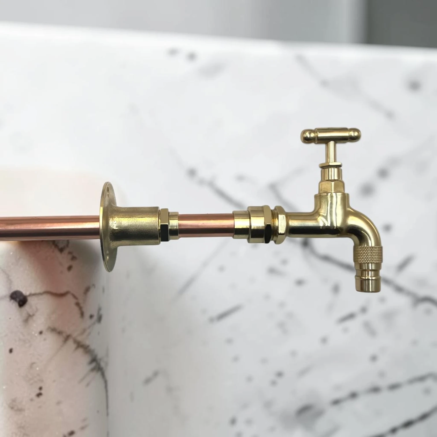 Vintage Style Wall-Mounted Copper And Brass Tap Set For Cloakroom And Camper Van - Image 4