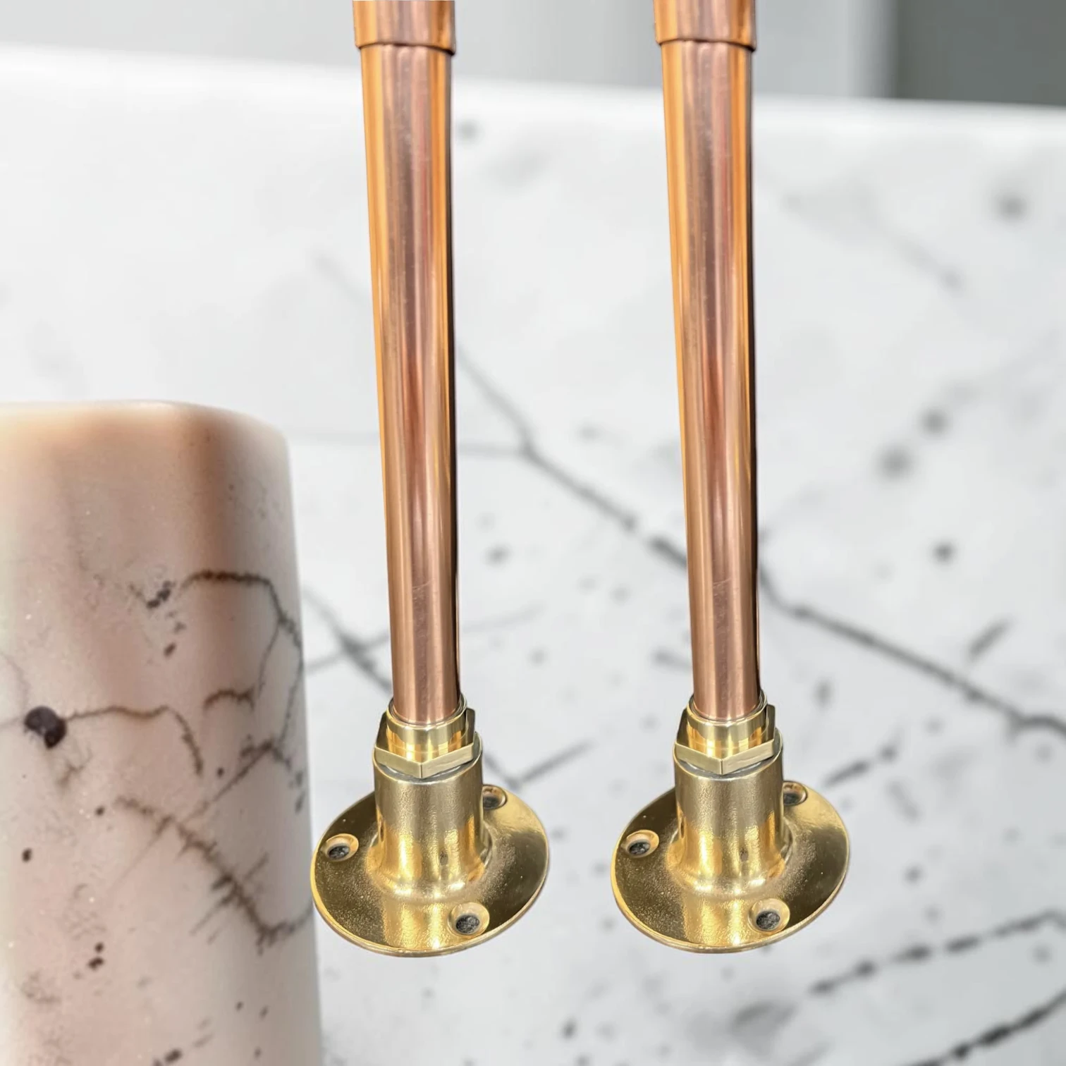 Vintage Style Solid Brass And Copper Pillar Taps - Decorative Crafted Bathroom Basin Faucets - Image 8
