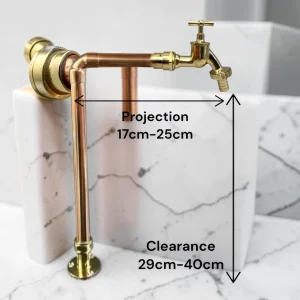 Extra Tall Crafted Copper & Brass Vintage Tap ?C Adjustable Rustic Faucet For Wood & Laminate Countertops - 29cm, 25cm