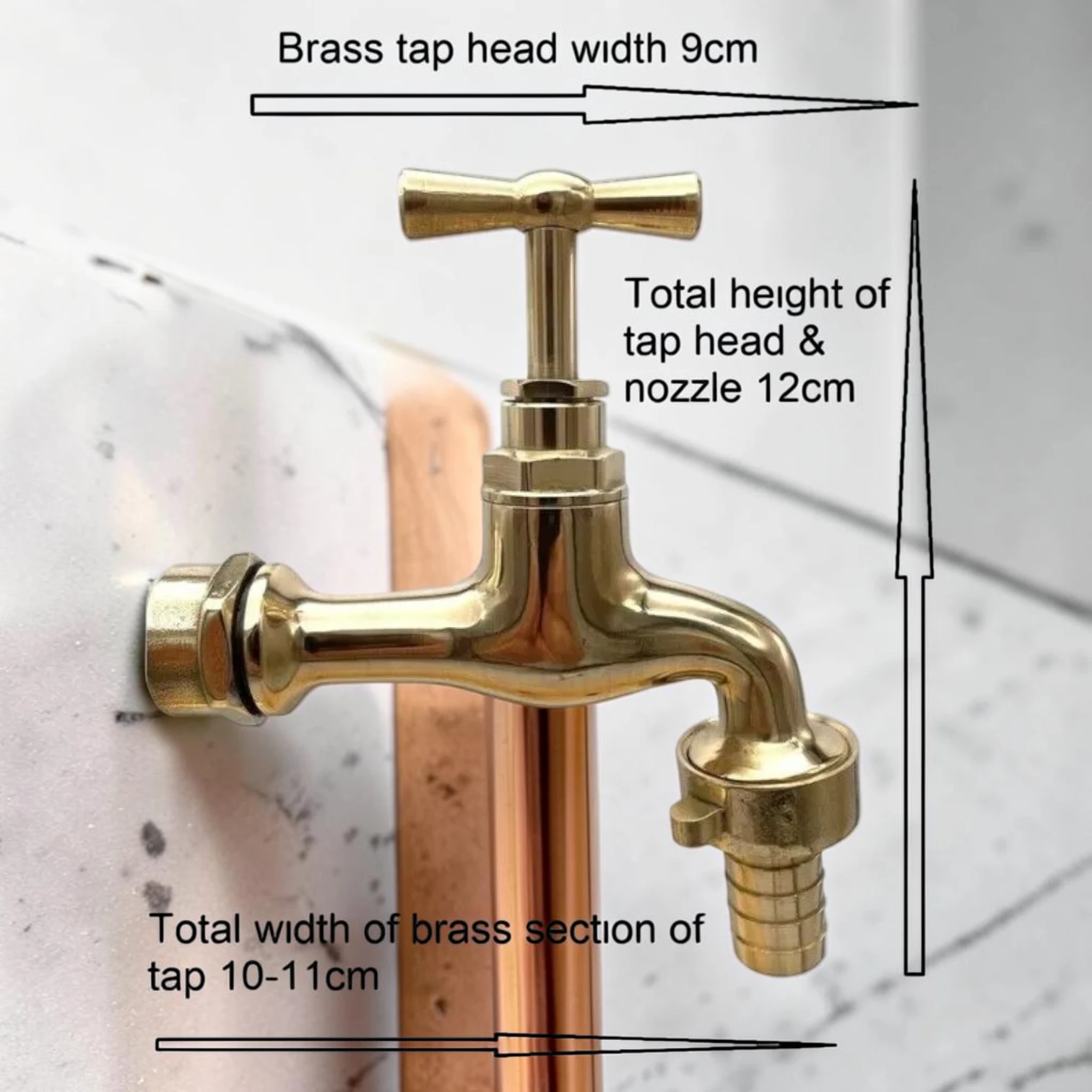 Adjustable Crafted Brass And Copper Wall-Mounted Taps - Available in multiple sizes To Measure Faucet Set - Image 7