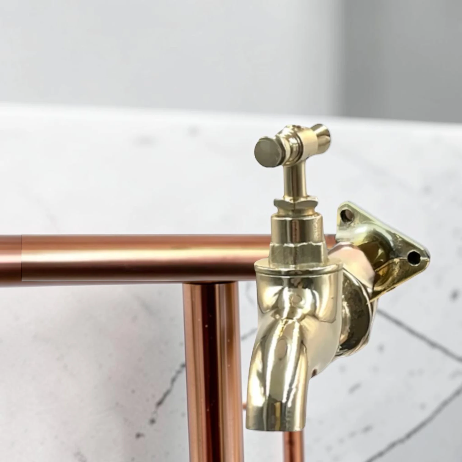 Vintage Industrial Copper & Brass Wall Mounted Tap - Crafted 22Mm Exposed Pipe Faucet - Image 7