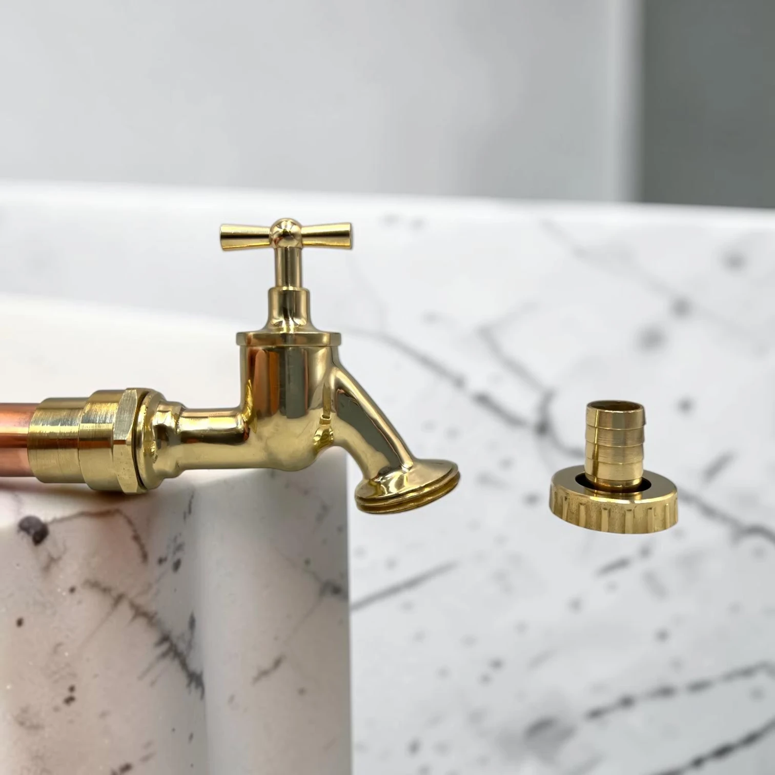 Extra Tall Crafted Copper & Brass Vintage Tap ?C Adjustable Rustic Faucet For Wood & Laminate Countertops - 29cm, 25cm - Image 3