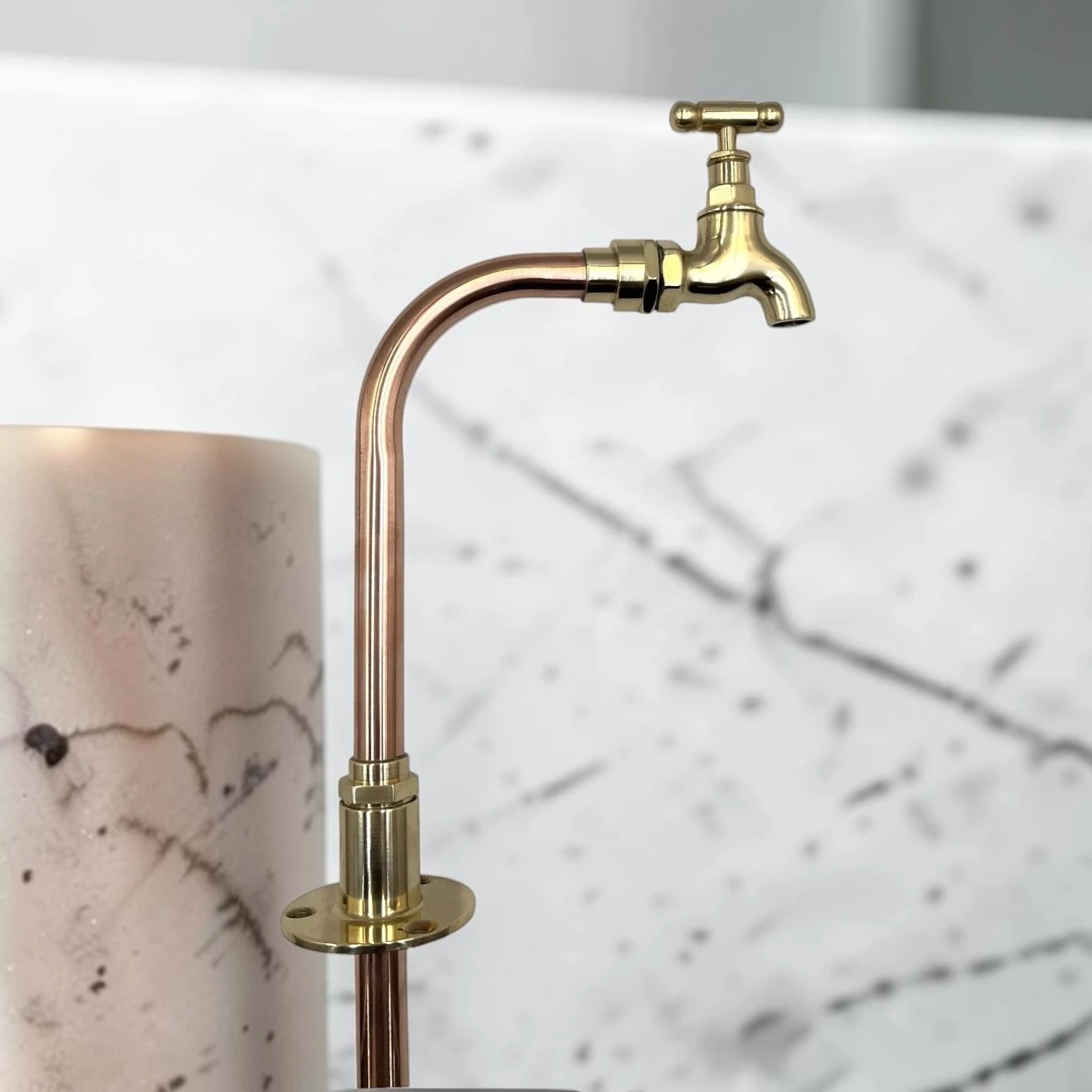 Vintage Style Solid Copper And Brass Faucet - Crafted Rustic Tap For Bathroom, Camper Van, And Utility Sink - Image 4