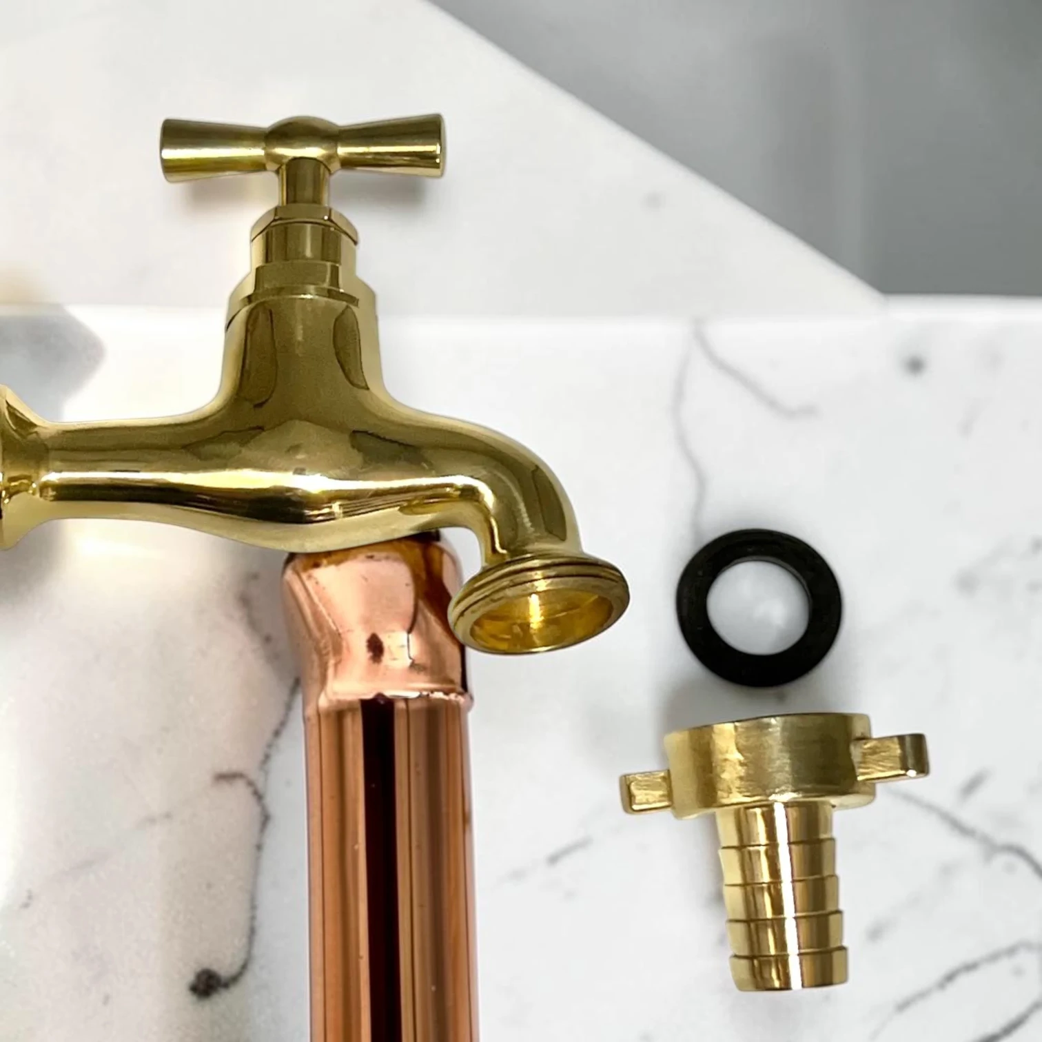Vintage Style Solid Copper & Brass Sink Faucet - Rustic Crafted Farmhouse Tap For Kitchen And Bathroom - Image 6