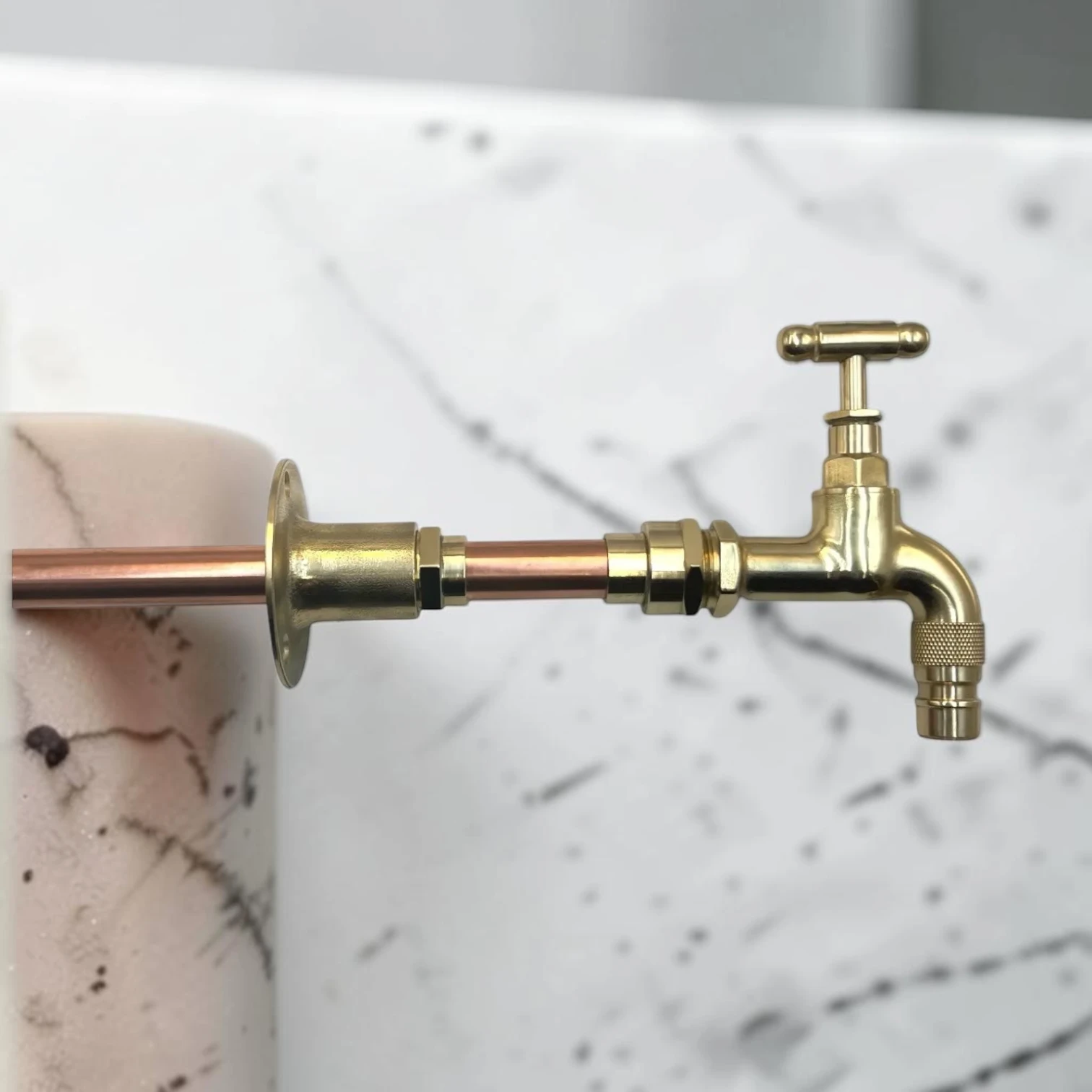 Vintage Style Wall-Mounted Copper And Brass Tap Set For Cloakroom And Camper Van - Image 2