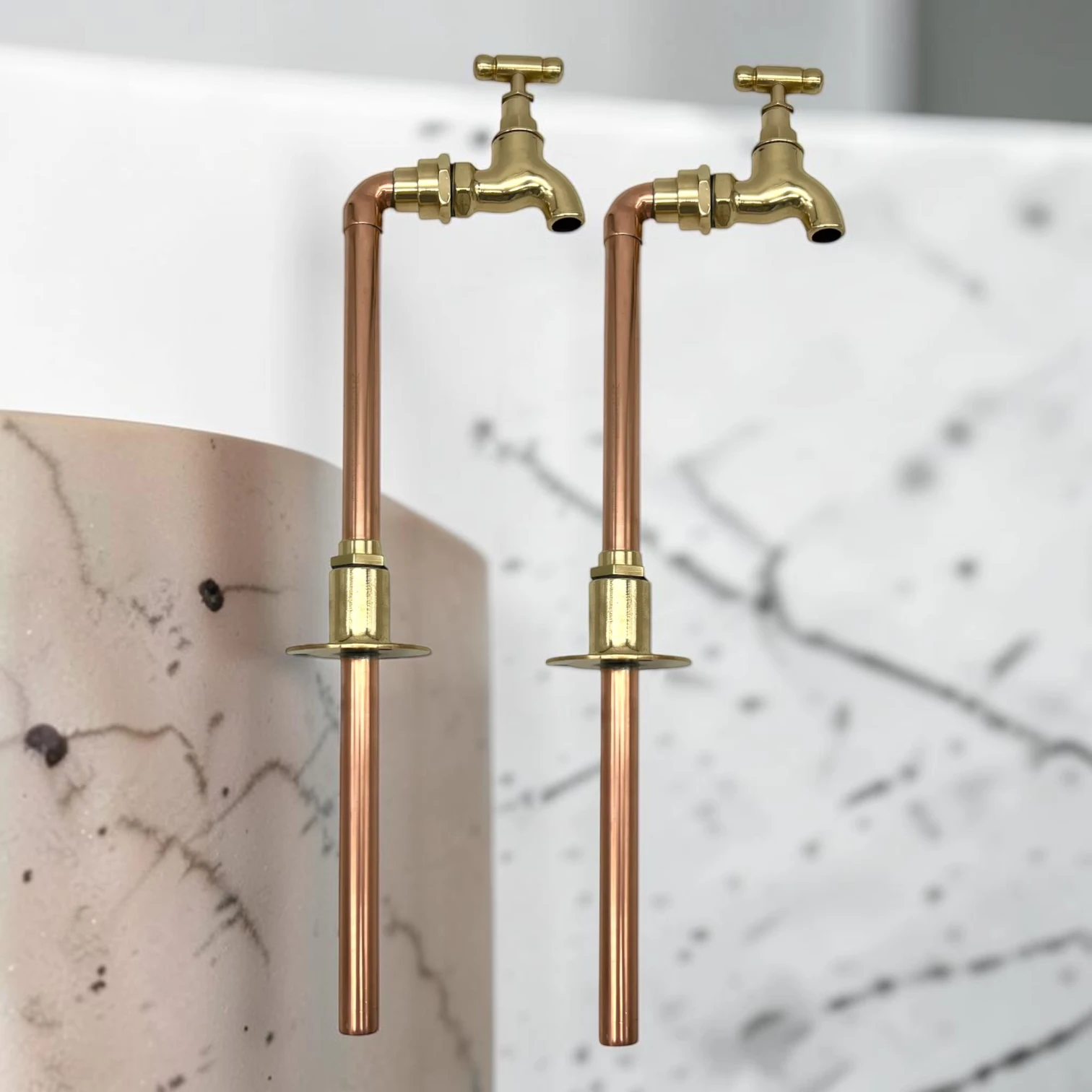 Custom Adjustable Vintage Copper And Brass Pillar Taps - Rustic Industrial Style - 20cm, 9cm - Image 8