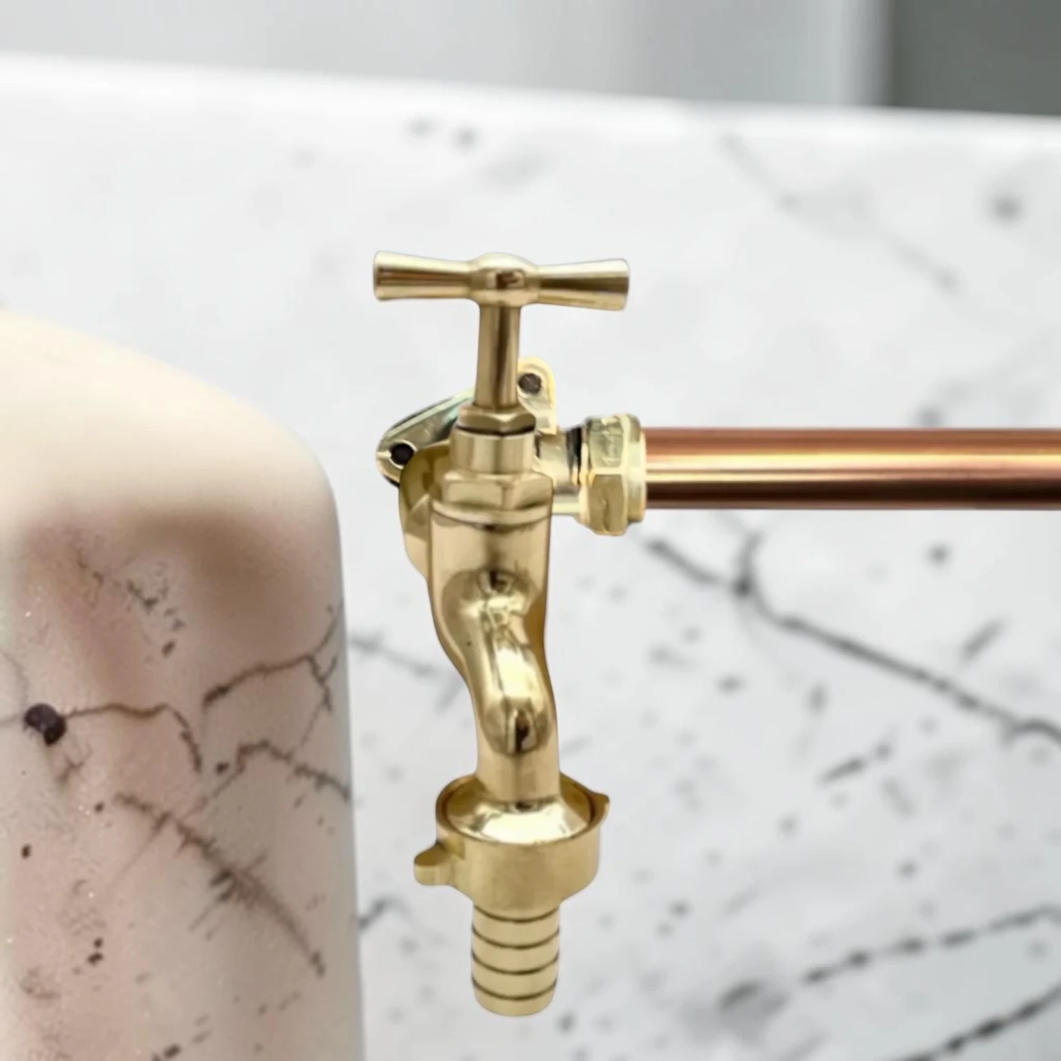 Crafted Solid Brass Wall-Mounted Faucet ?C Rustic Industrial Style For Exposed 15Mm Copper Pipework - Image 4