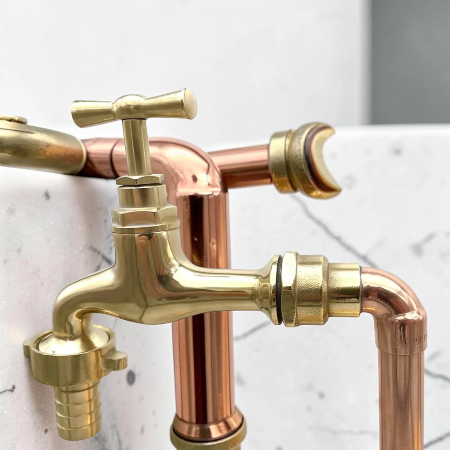 Adjustable Crafted Copper And Brass Pillar Taps - Vintage Style Custom Kitchen & Bathroom Faucet - 5cm, 12cm - Image 9