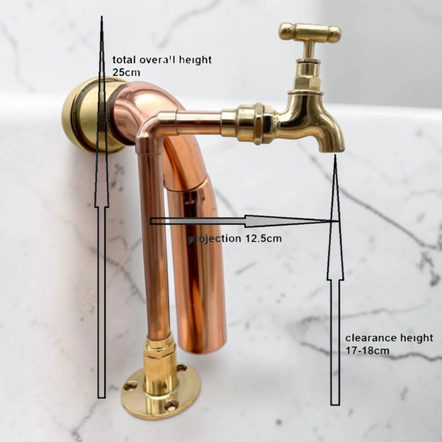 Vintage Traditional Copper And Brass Taps - Rustic Style Faucet For Small Basins And Camper Vans - Image 2