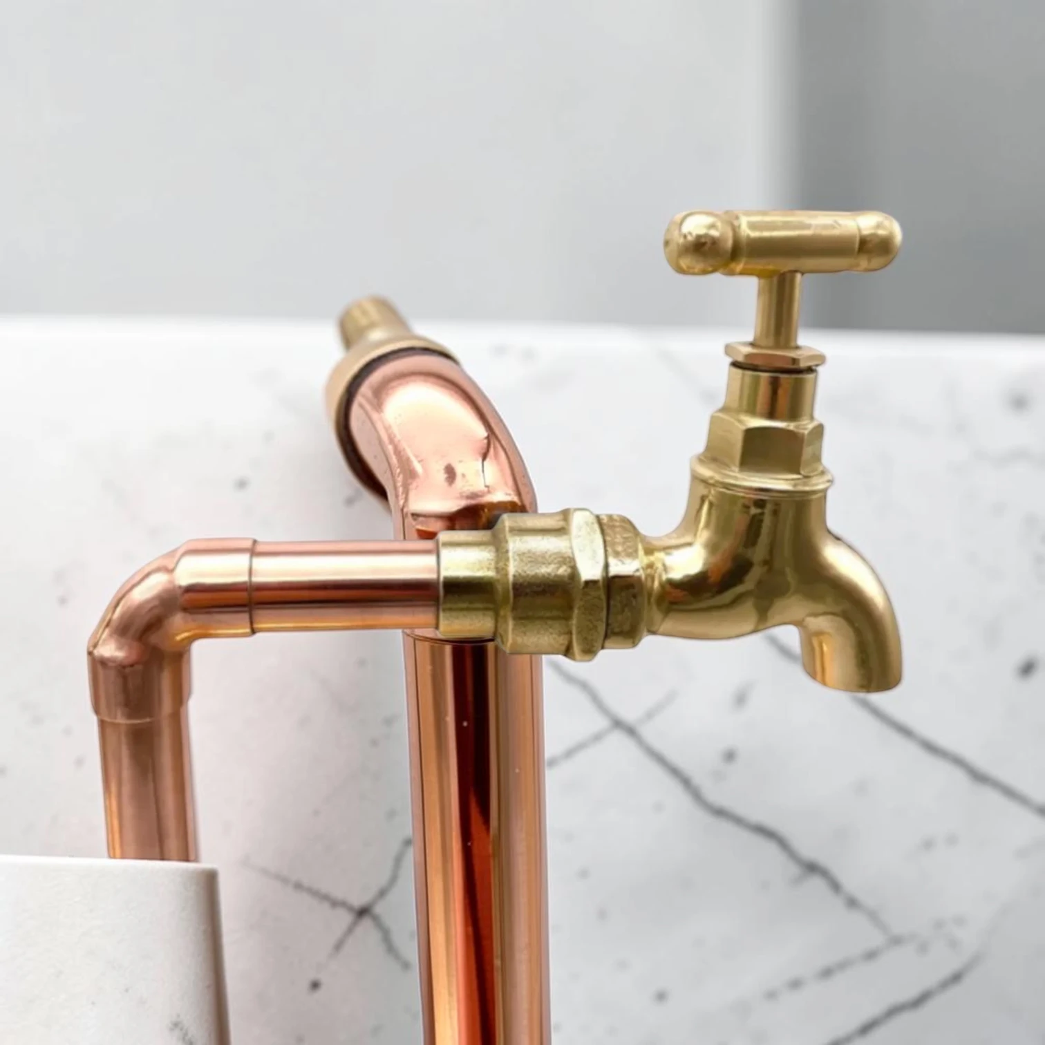 Vintage Style Solid Copper & Brass Tap For Compact Spaces, Bathrooms And Camper Vans - Image 4