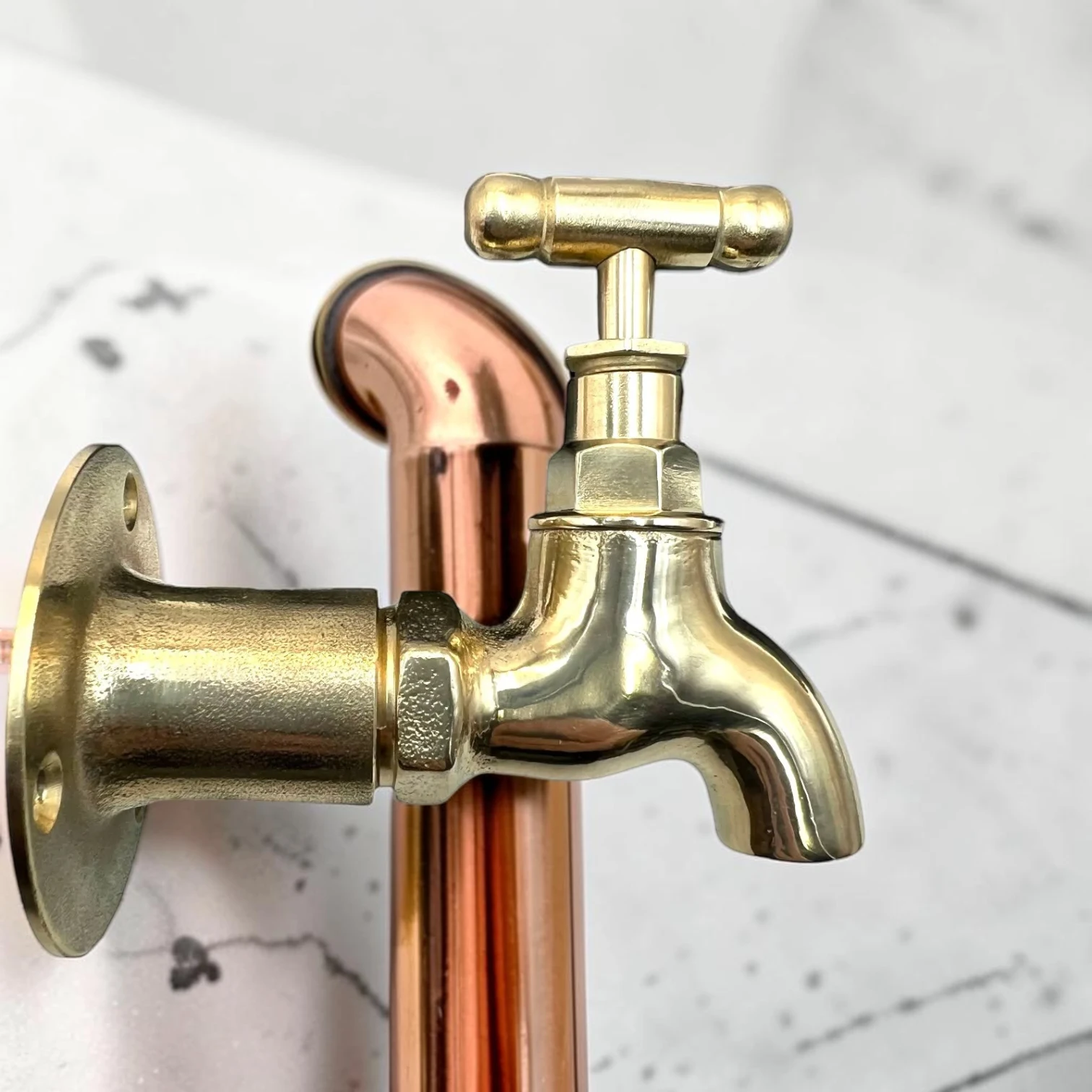 Vintage Style Brass Wall Mounted Tap - Compact Smooth Texture Faucet For Cloakrooms, Van Conversions & Outdoor Sinks - Image 7