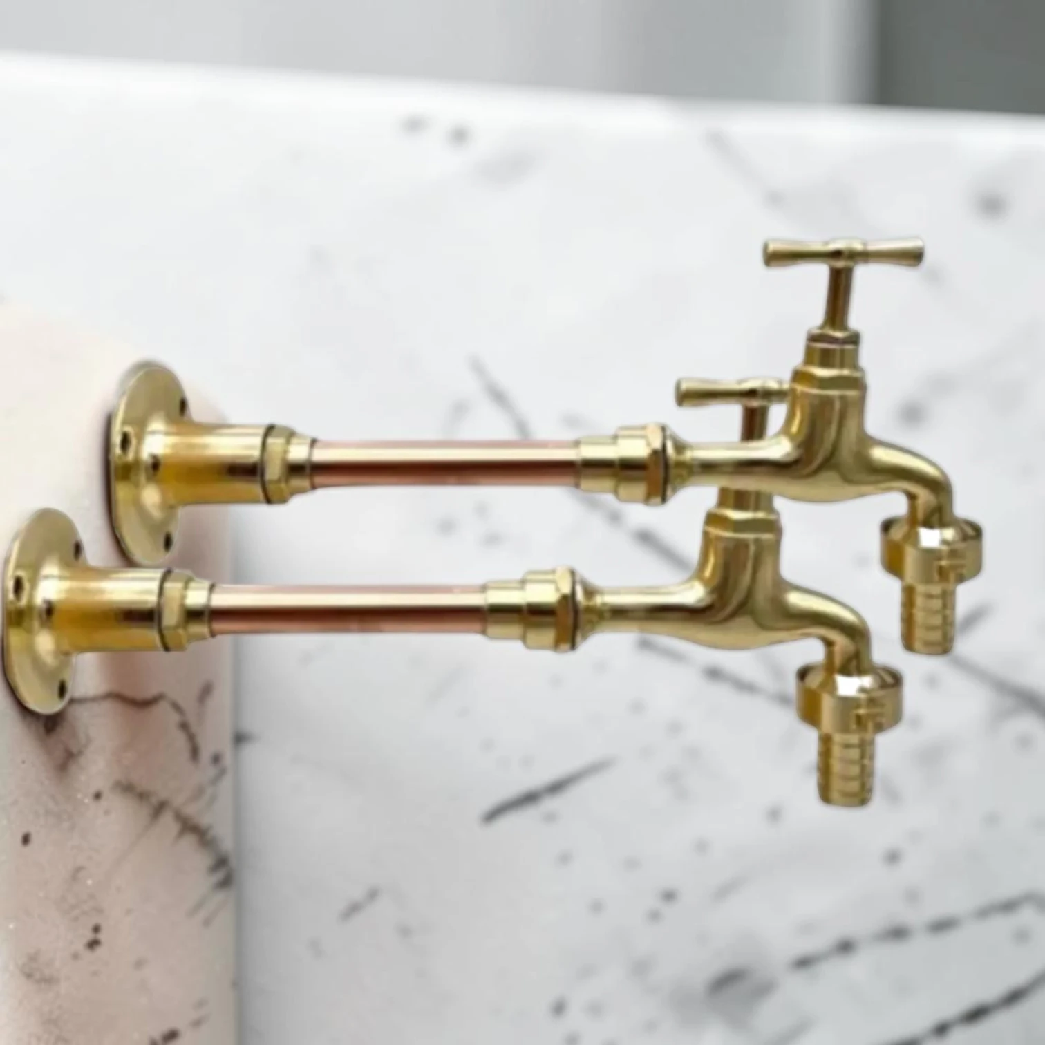 Adjustable Crafted Brass And Copper Wall-Mounted Taps - Available in multiple sizes To Measure Faucet Set - Image 3