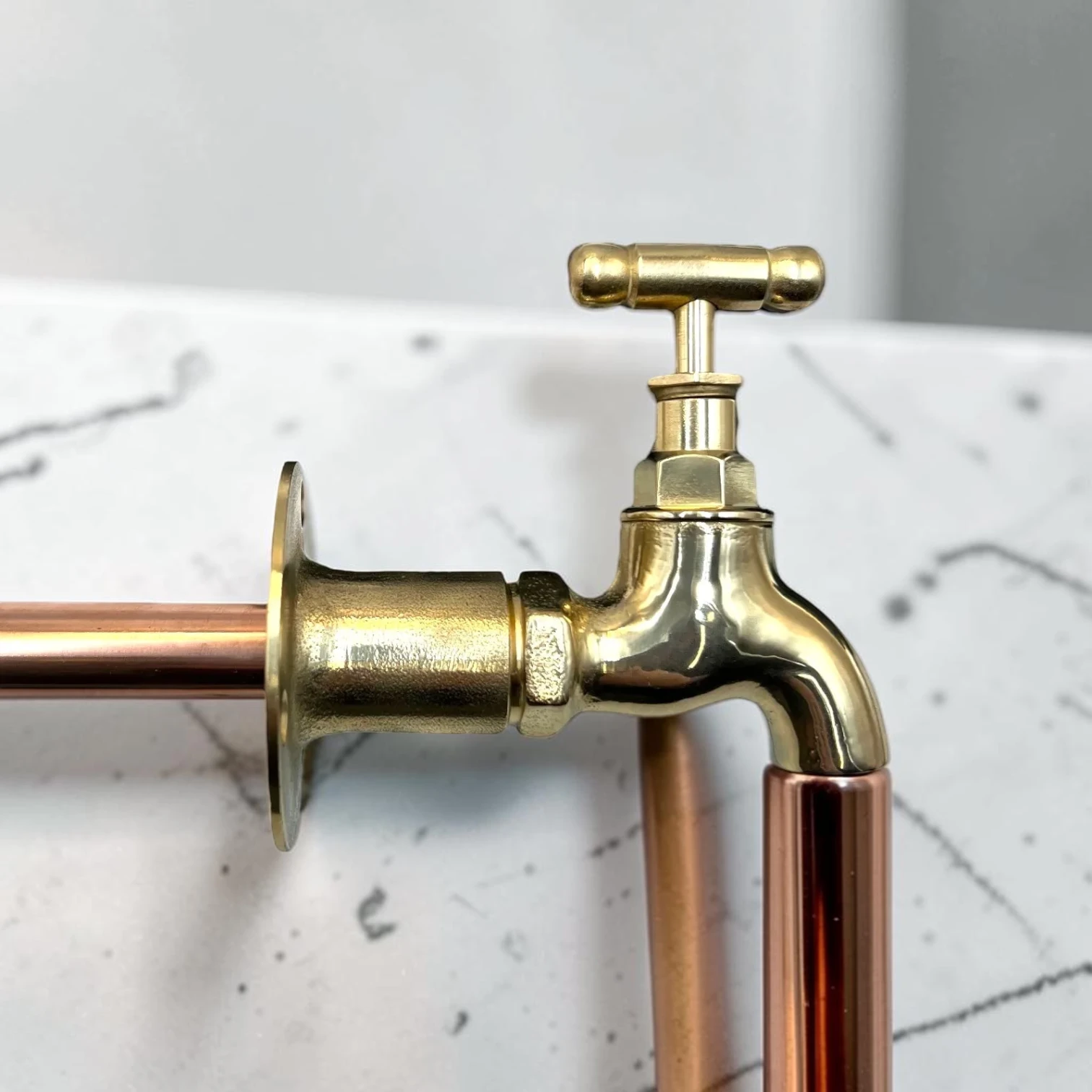 Vintage Style Brass Wall Mounted Tap - Compact Smooth Texture Faucet For Cloakrooms, Van Conversions & Outdoor Sinks - Image 5