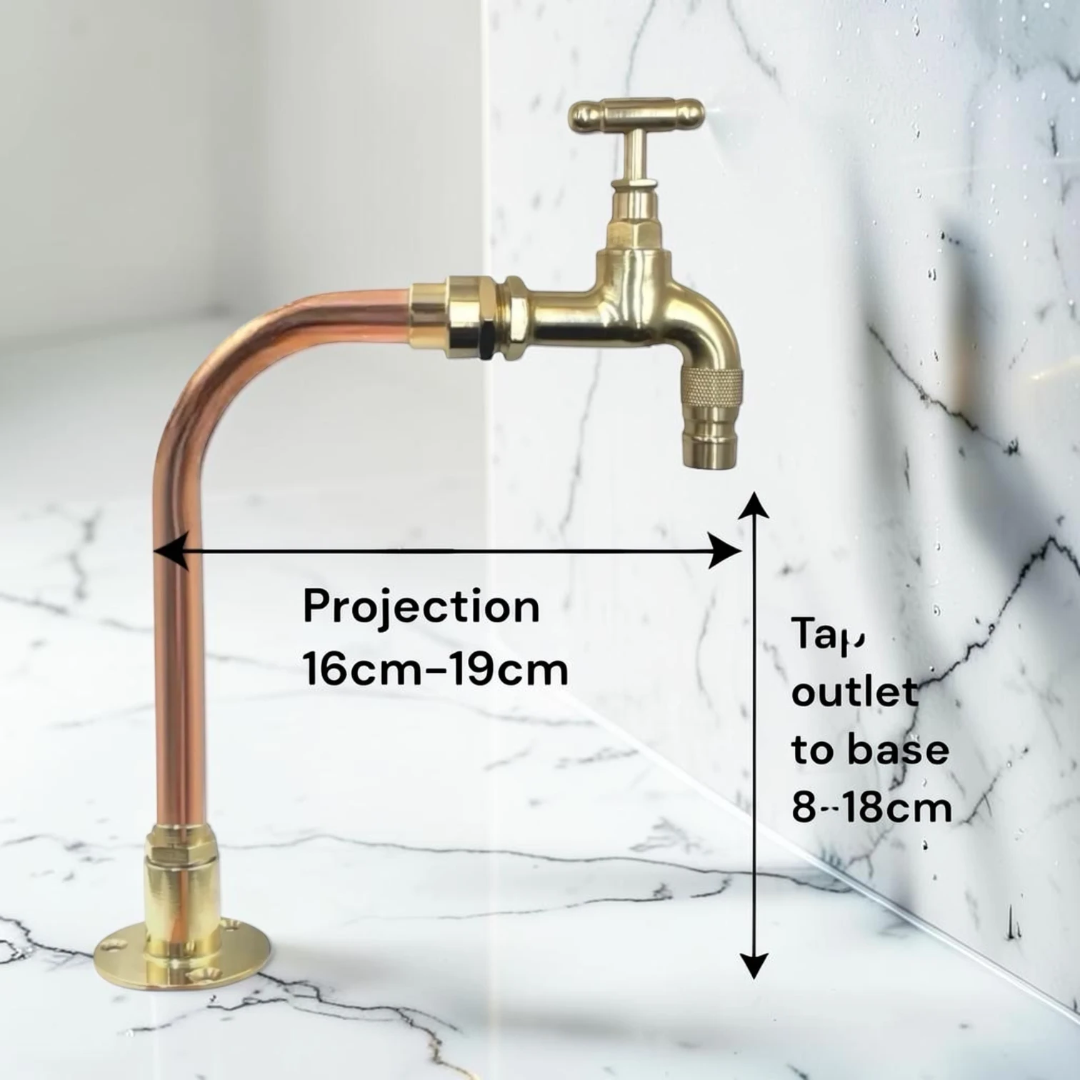 Adjustable Vintage Copper & Brass Tap - Crafted Wall-Mounted Faucet For Cloakroom, Camper Van, Or Utility Sink - Image 2
