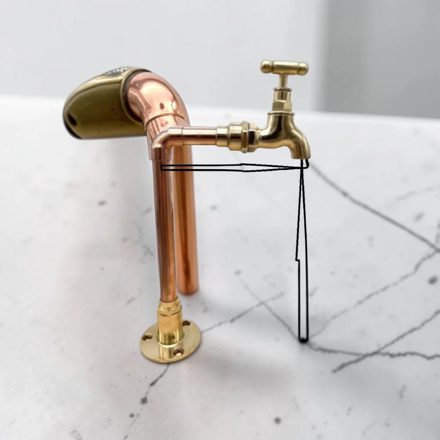 Custom Adjustable Vintage Copper And Brass Pillar Taps - Rustic Industrial Style - 20cm, 9cm - Image 4