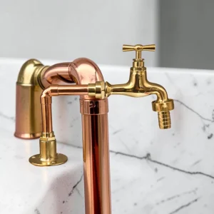 Vintage Style Solid Copper & Brass Sink Faucet - Rustic Crafted Farmhouse Tap For Kitchen And Bathroom