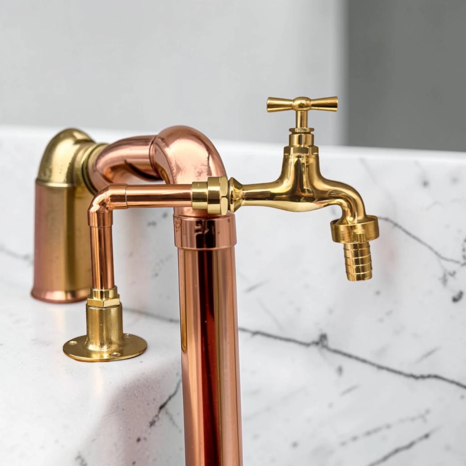 Vintage Style Solid Copper & Brass Sink Faucet - Rustic Crafted Farmhouse Tap For Kitchen And Bathroom