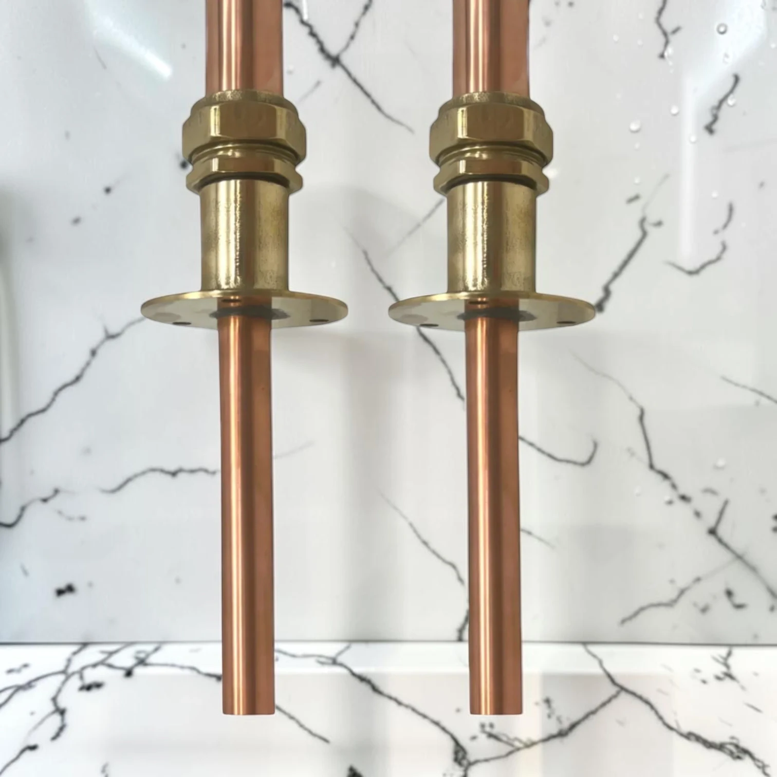 Adjustable Crafted Copper & Brass Kitchen Taps - Available In Multiple Sizes Rustic Faucet Pair For Wooden Countertops - 16cm, 17cm - Image 8