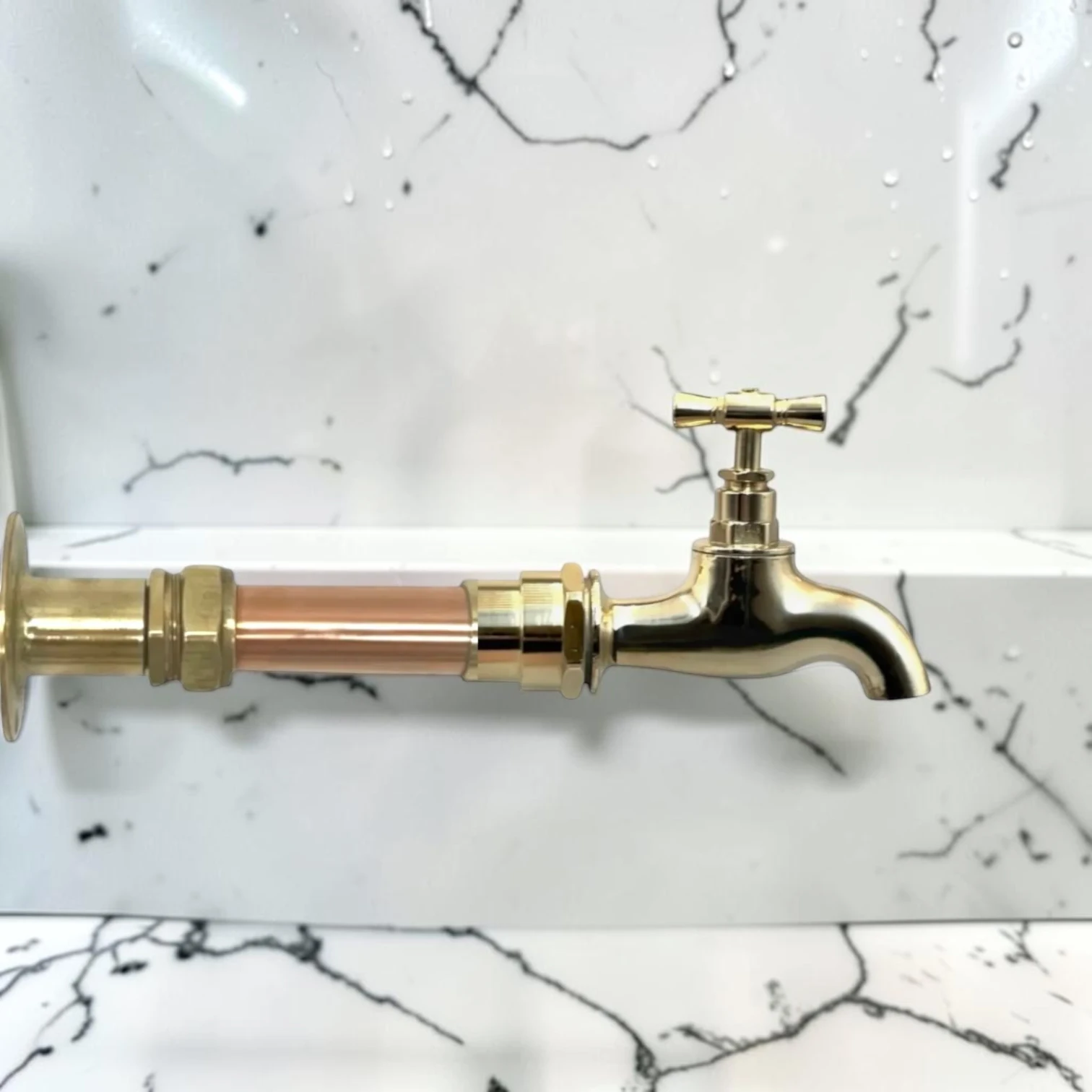 Crafted Solid Copper & Brass Wall Mounted Kitchen Taps - Industrial Vintage Style, Custom Adjustable Sizes - Image 7