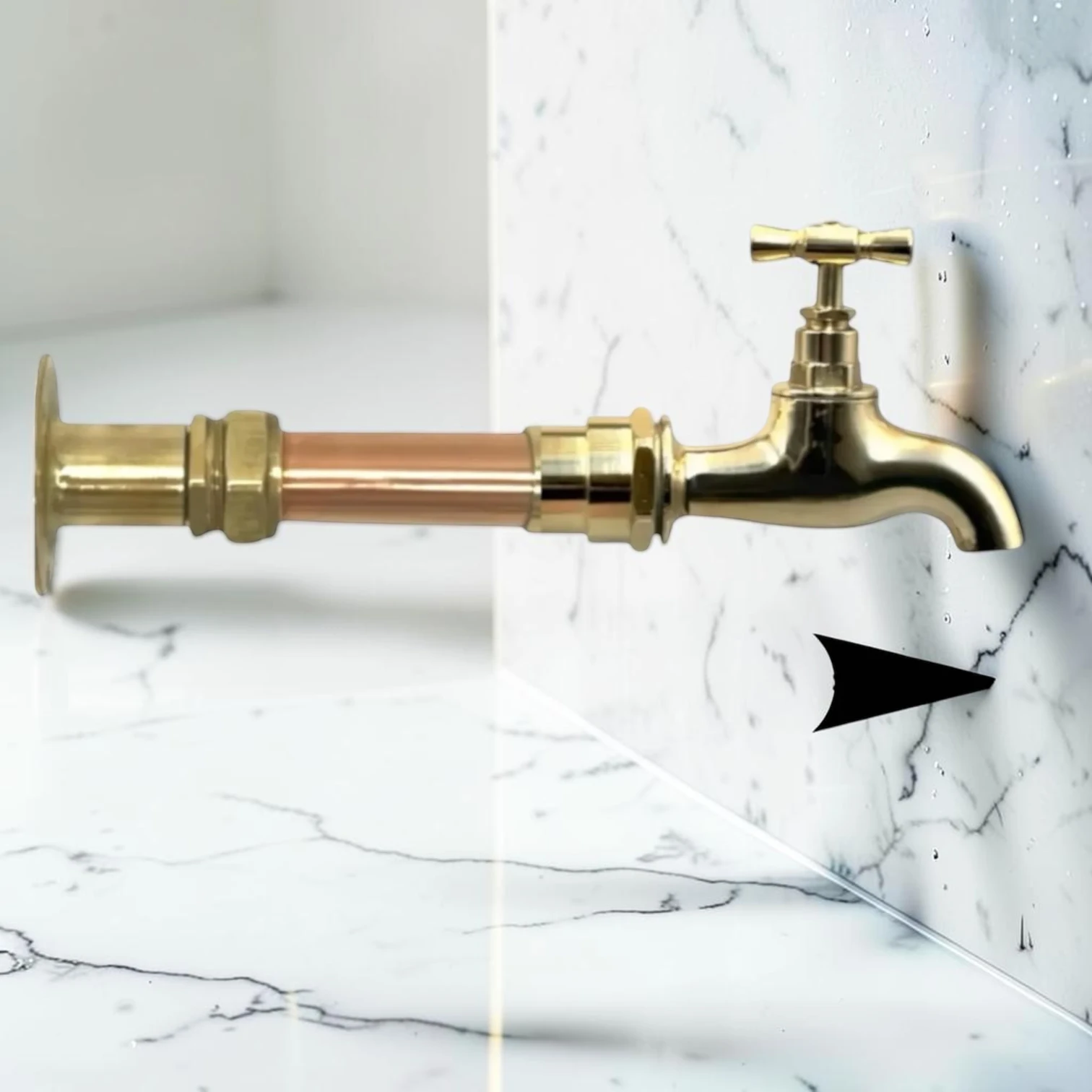 Vintage Industrial Copper And Brass Wall-Mounted Kitchen & Bathroom Faucet Set - Image 2