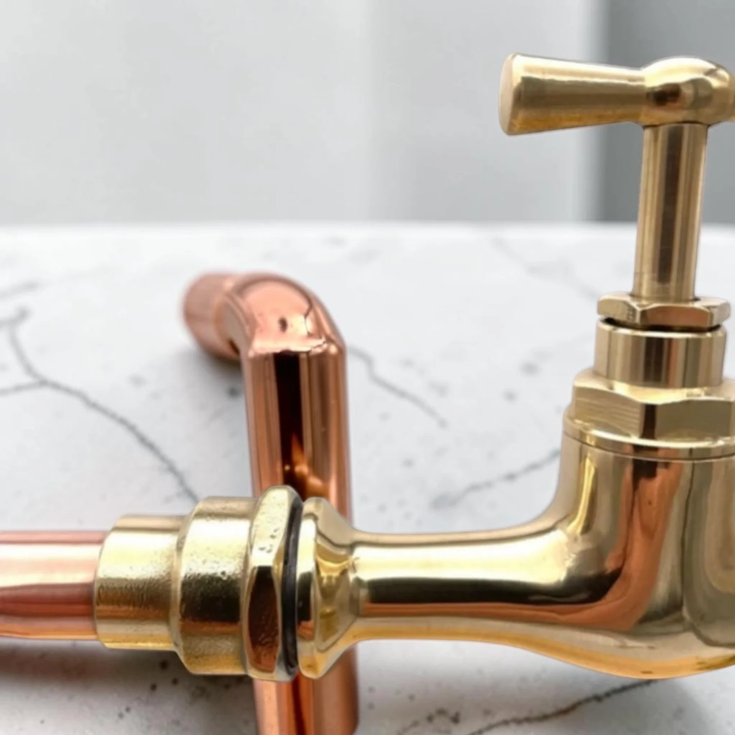 Crafted Solid Brass & Copper Wall Mounted Faucet - Vintage Rustic Style For Kitchen, Bathroom, Or Outdoor Use - Image 7