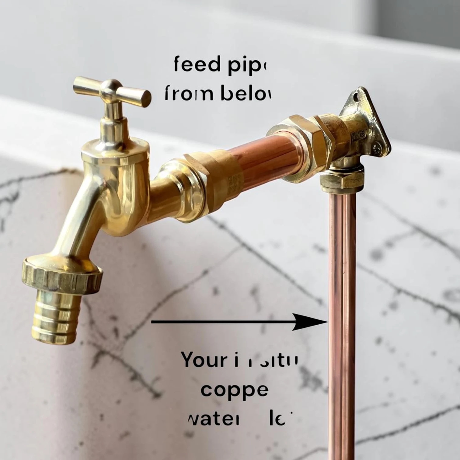 Industrial Copper And Brass Wall-Mounted Tap - Surface Mounted Pipe Installation