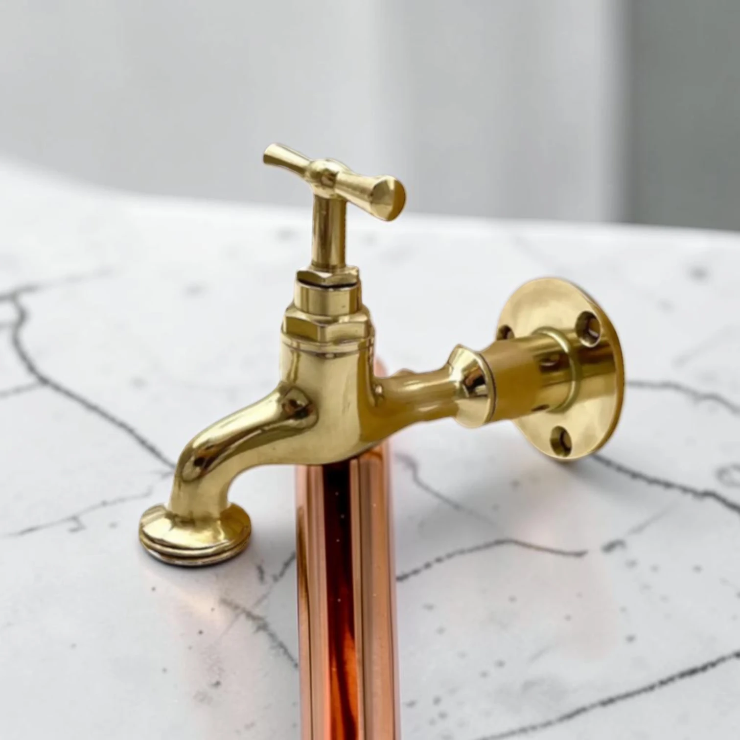 Crafted Rustic Brass Wall-Mounted Faucet Set - Vintage Industrial Style - Image 8