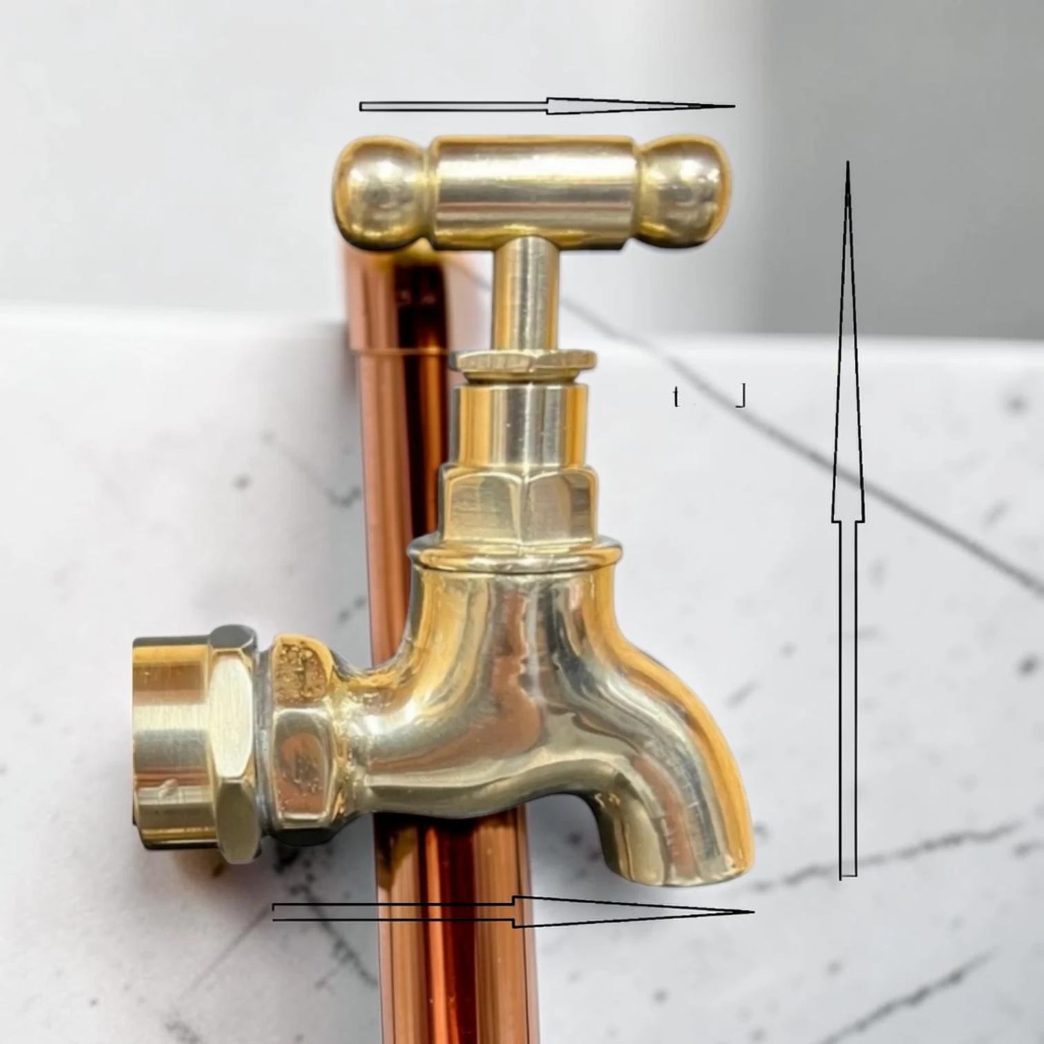 Vintage Style Solid Brass And Copper Pillar Taps - Decorative Crafted Bathroom Basin Faucets - Image 3