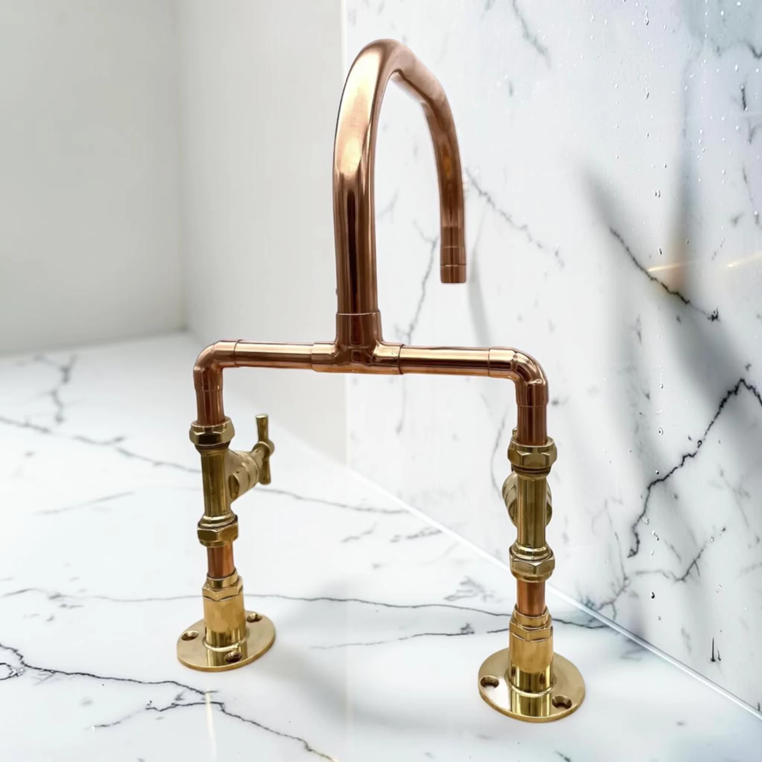 Custom Adjustable Copper & Brass Kitchen Mixer Tap - Crafted Deck Mounted Faucet - 16cm, 25cm - Image 7