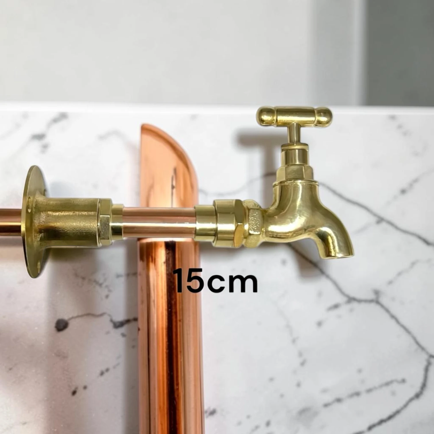 Vintage Brass Wall-Mounted Mini Tap For Cloakroom & Camper Van - Crafted Rustic Style - Image 2