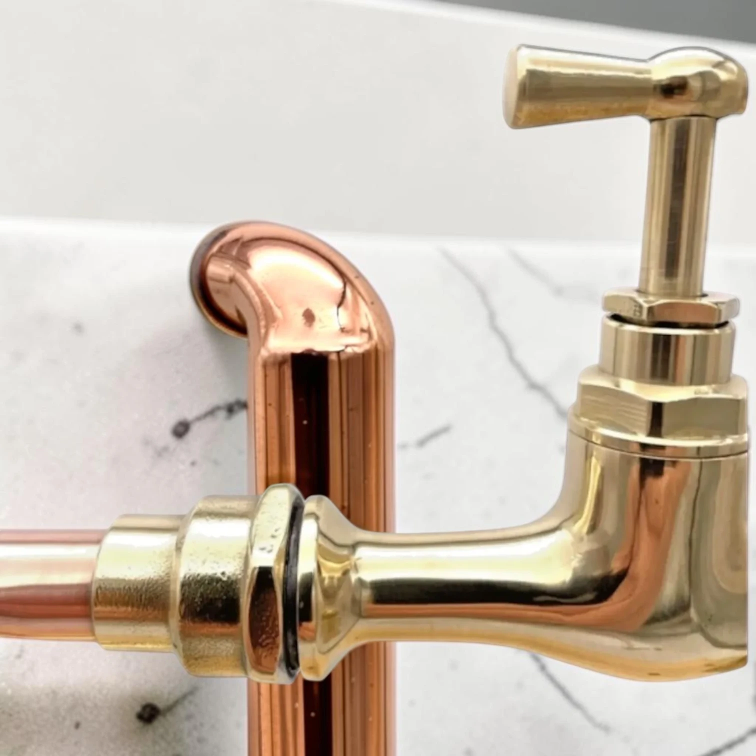 Crafted Vintage Wall-Mounted Copper And Brass Taps - Rustic Industrial Style - Image 7