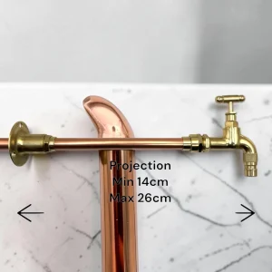 Custom Size Wall Mounted Brass And Copper Faucet Pair - Industrial Vintage Style
