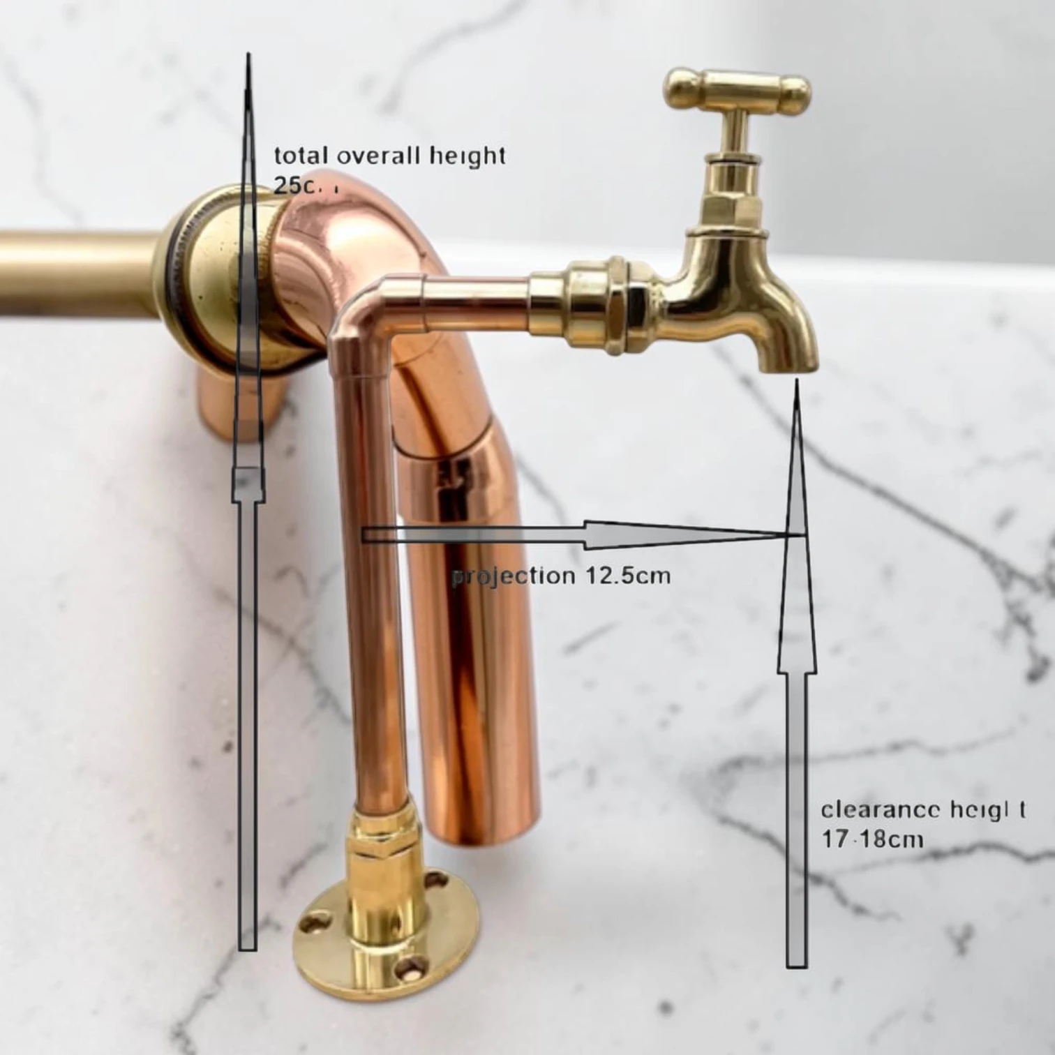 Vintage Style Solid Copper & Brass Tap For Compact Spaces, Bathrooms And Camper Vans - Image 3