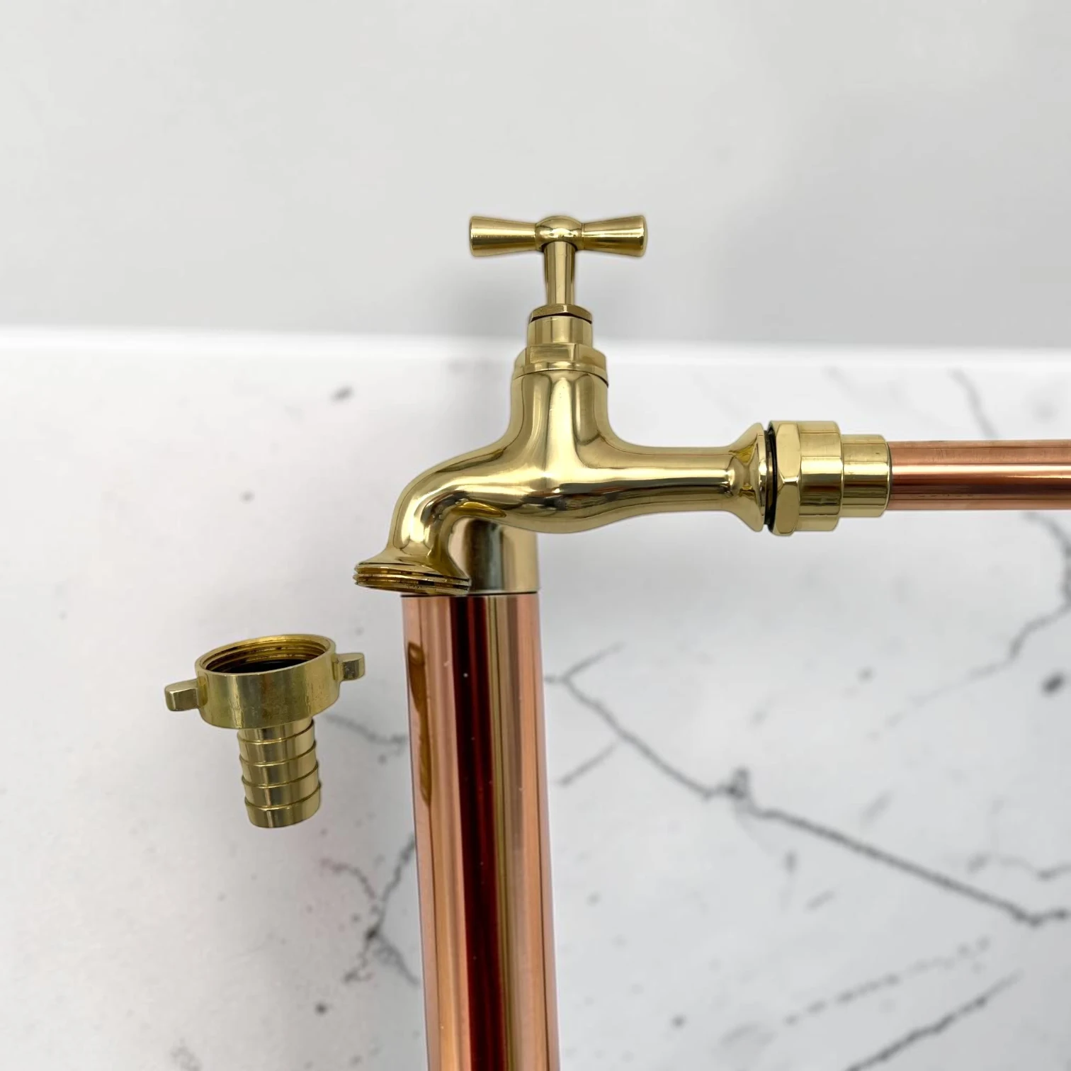 Crafted Solid Brass & Copper Wall Mounted Faucet - Vintage Rustic Style For Kitchen, Bathroom, Or Outdoor Use - Image 8