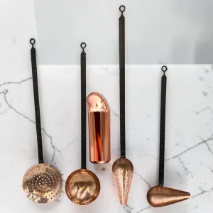 genuine French Vintage Copper Utensil Set For Rustic Country Kitchens