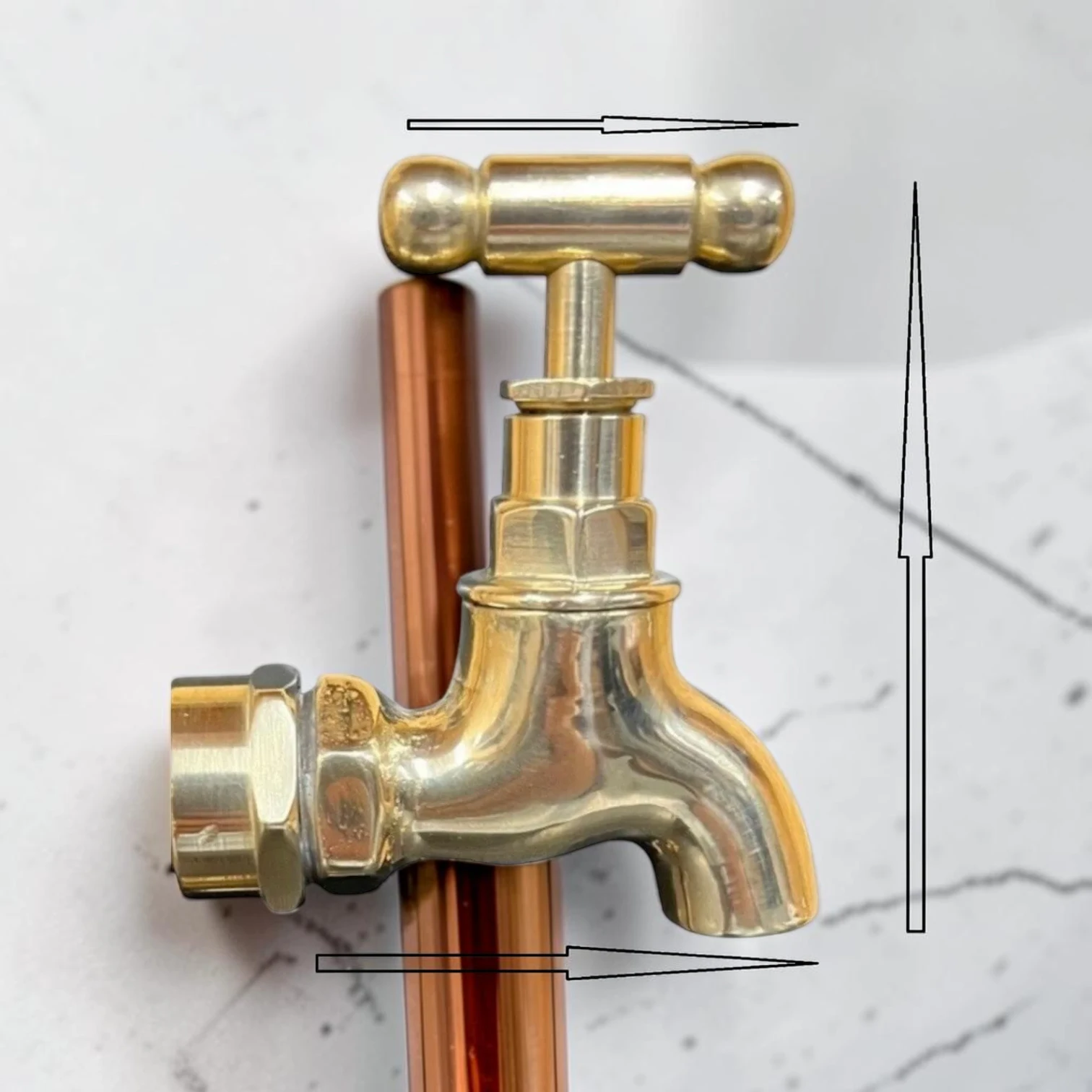 Vintage Brass Wall-Mounted Mini Tap For Cloakroom & Camper Van - Crafted Rustic Style - Image 3