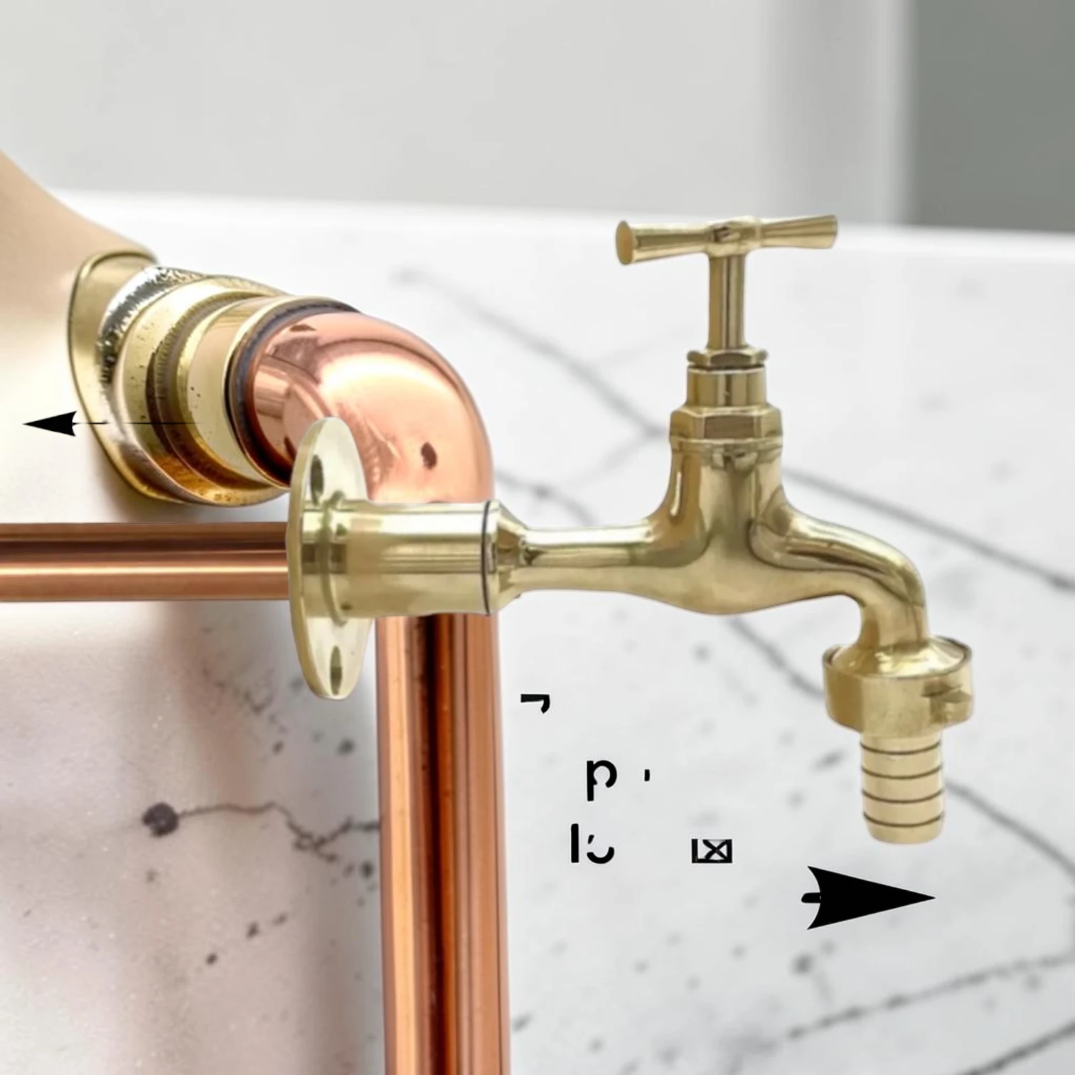 Crafted Rustic Brass Wall-Mounted Faucet Set - Vintage Industrial Style - Image 3