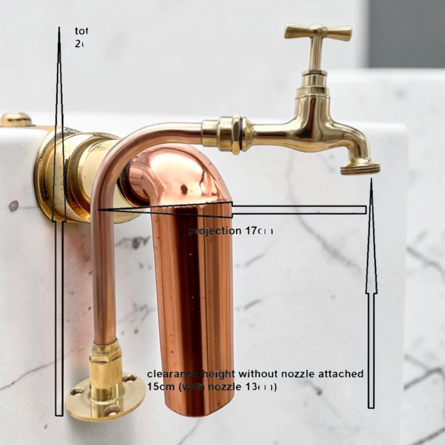 Crafted Solid Brass & Copper Vintage Kitchen Taps For Belfast Sinks - Image 3