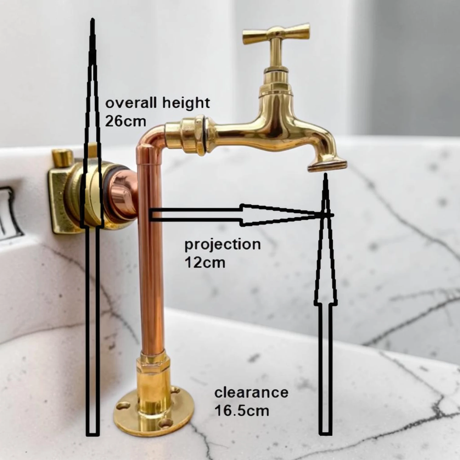 Vintage Style Polished Brass And Copper Faucet Set - Decorative Crafted Countertop Taps - Image 6
