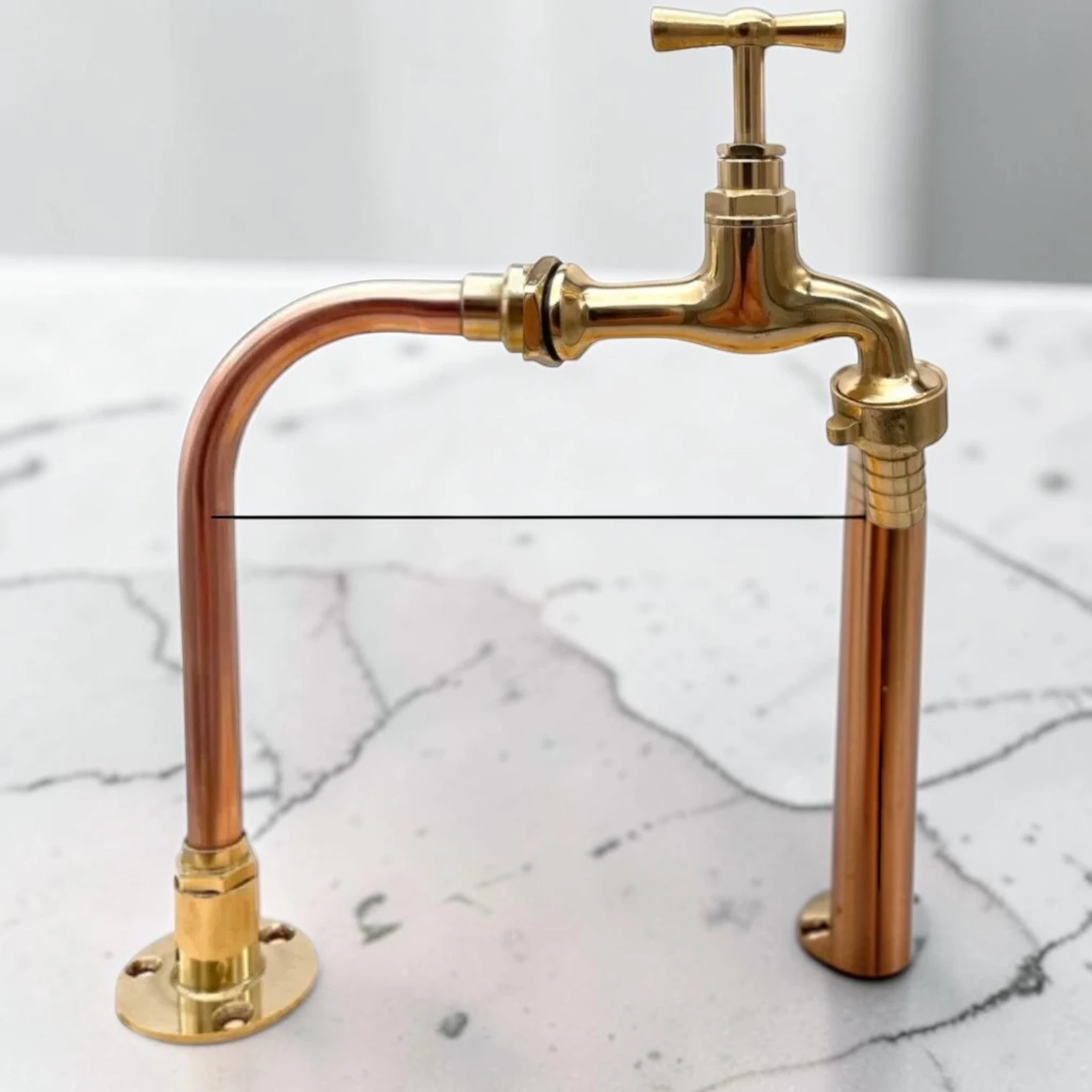 Adjustable Crafted Vintage Copper And Brass Kitchen & Bathroom Taps - Custom Sized - 5cm, 17cm - Image 3