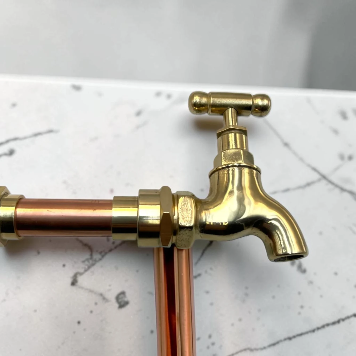 Vintage Brass Wall-Mounted Mini Tap For Cloakroom & Camper Van - Crafted Rustic Style - Image 5