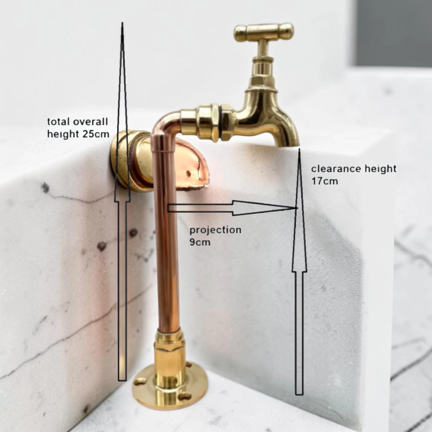 Vintage Style Solid Brass And Copper Pillar Taps - Decorative Crafted Bathroom Basin Faucets - Image 2