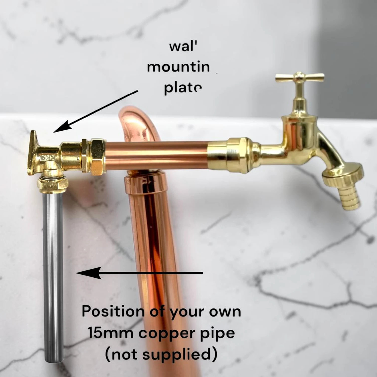 Industrial Copper And Brass Wall-Mounted Tap - Surface Mounted Pipe Installation - Image 6