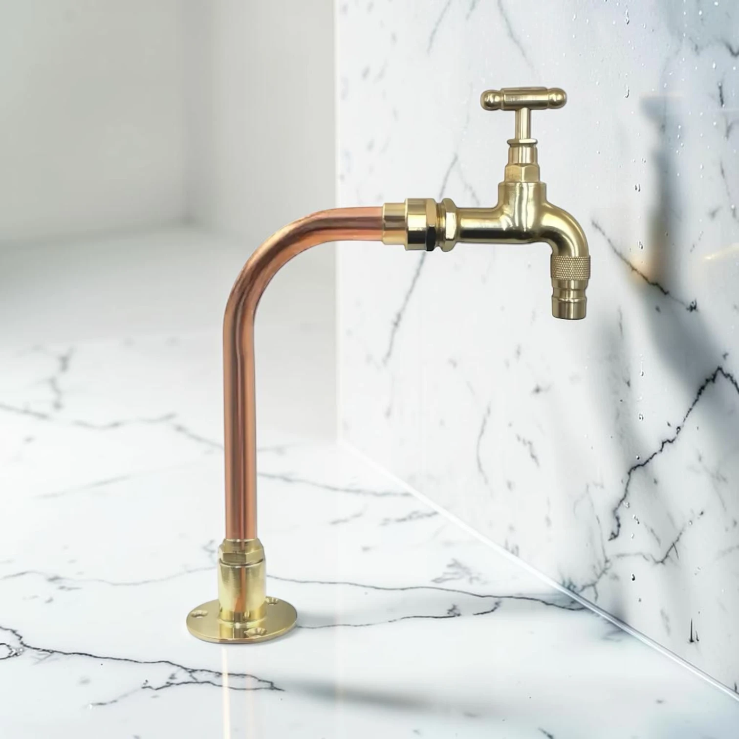 Vintage Style Solid Copper And Brass Tap For Small Basins And Utility Sinks