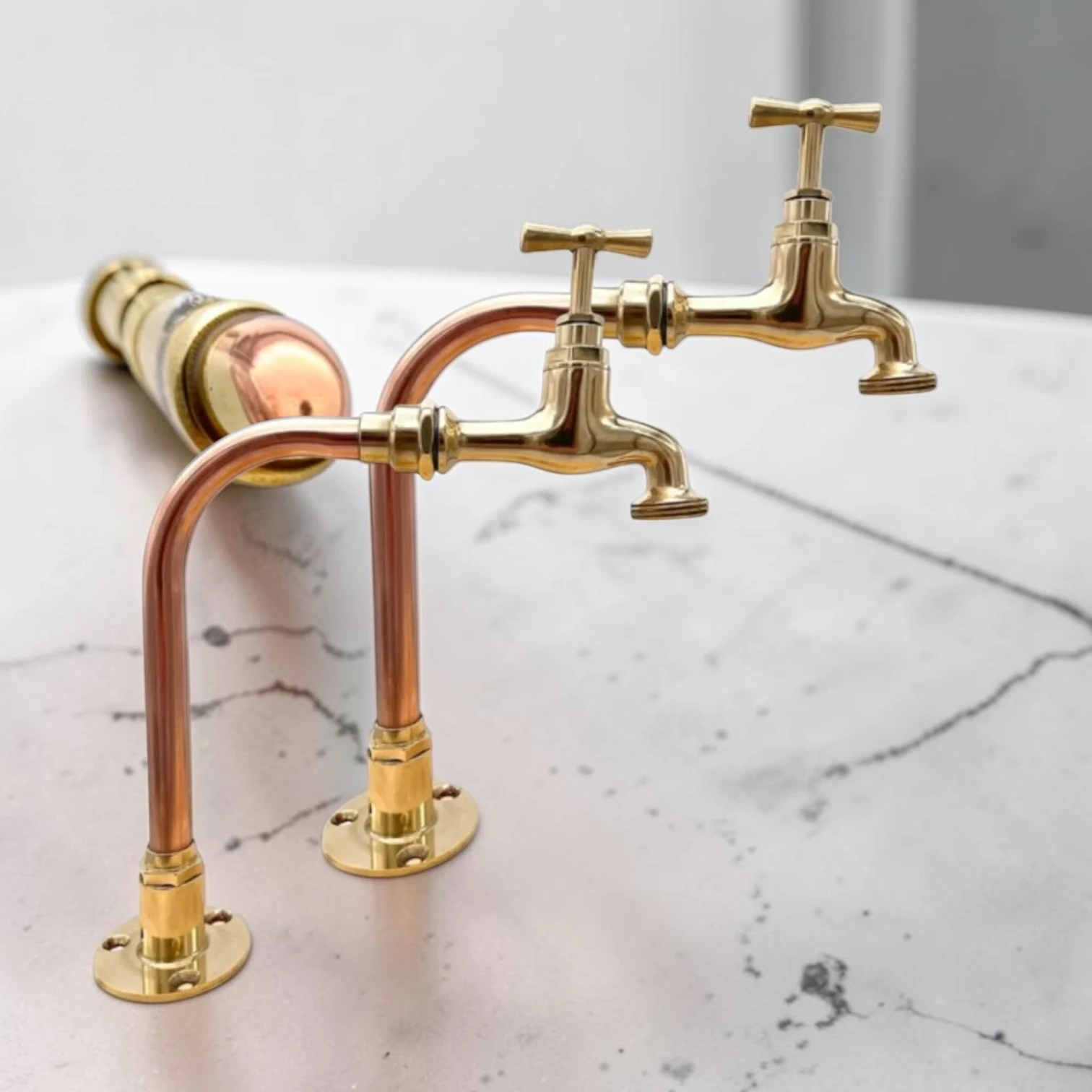 Adjustable Crafted Vintage Copper And Brass Kitchen & Bathroom Taps - Custom Sized - 5cm, 17cm - Image 2