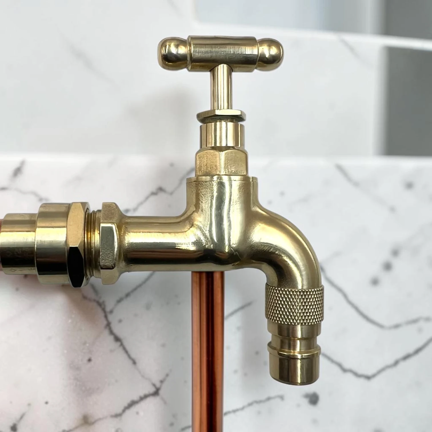 Custom Size Wall Mounted Brass And Copper Faucet Pair - Industrial Vintage Style - Image 9