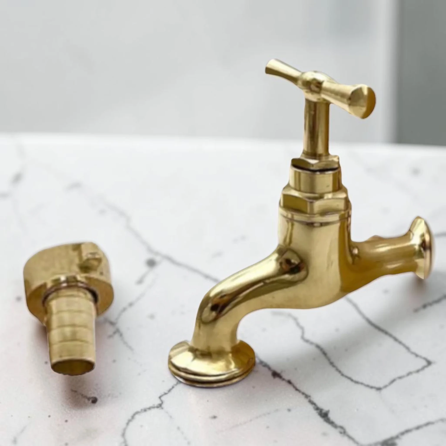 Crafted Rustic Brass Wall-Mounted Faucet Set - Vintage Industrial Style - Image 6